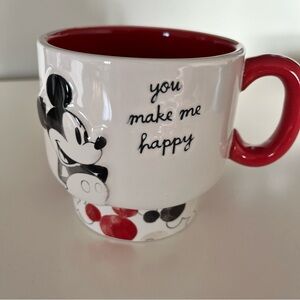 Disney Rae Dunn “You Make Me Happy” Mickey Mouse Mug – Red & White Ceramic